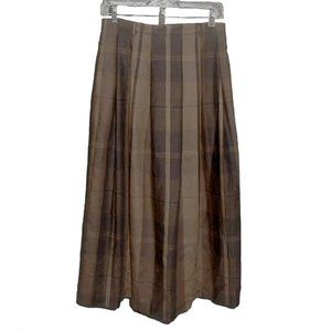NEW $125 Orvis Black Forest Long Pleated Skirt! Brown & Black Plaid  MADE IN USA